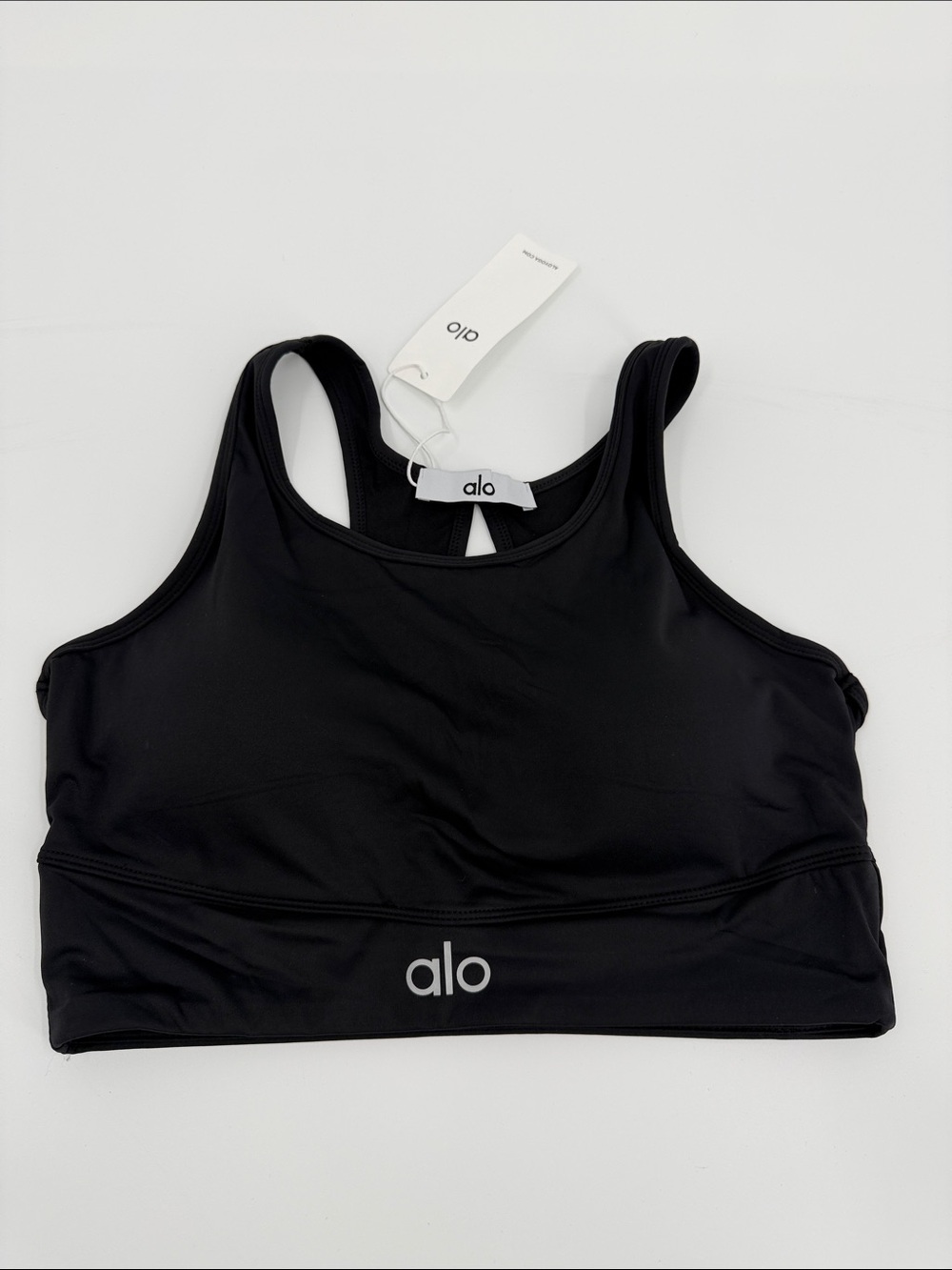 ALO Yoga Black Sports Bra Tank with Logo